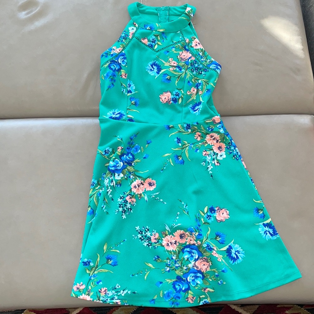 Green floral trixxi girl dress